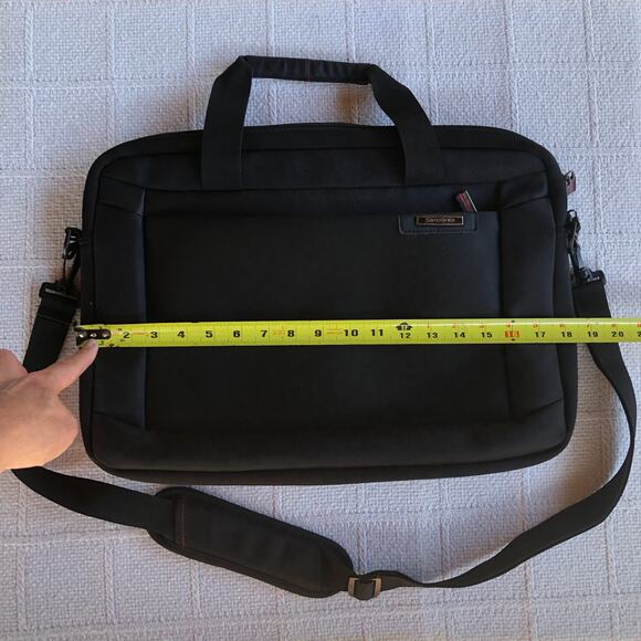 Samsonite Unisex Laptop Bag Briefcase Black Padded Adjust Shoulder Strap 13x18 - Picture 8 of 8